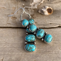 Vintage-Style Turquoise Stone Linear Dangle Earrings