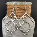 Vintage-Style Square Silver-Tone Earrings