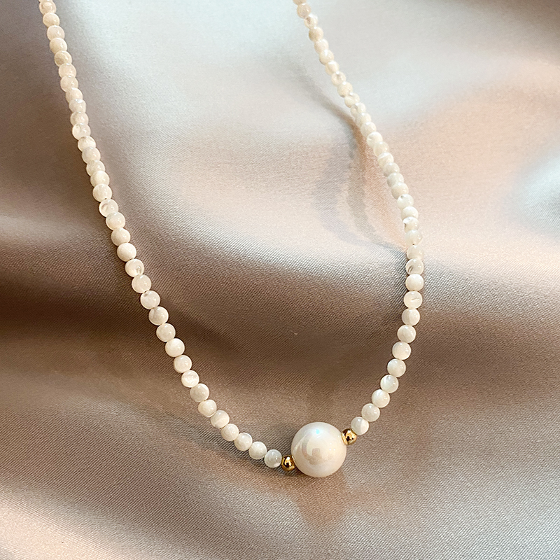Seed Pearl Necklace with Single Large Pearl