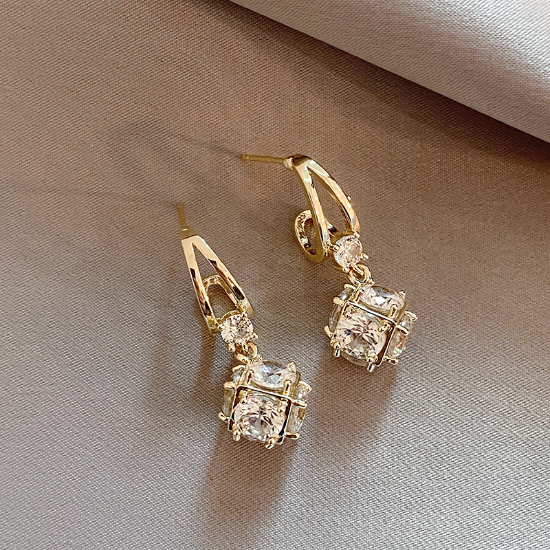 Cubic Zirconia Earrings in Gold Tone