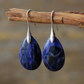 Vintage-Style Blue Teardrop Stone Hook Earrings