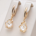 Rose Gold-Tone Twist Frame Pearl Drop Earrings