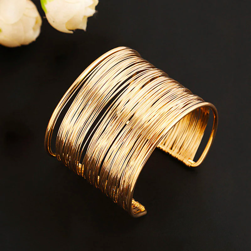 Vintage-Style Gold-Tone Layered Wire Cuff