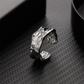 Adjustable Organic Molten-Texture Silver-Tone Ring