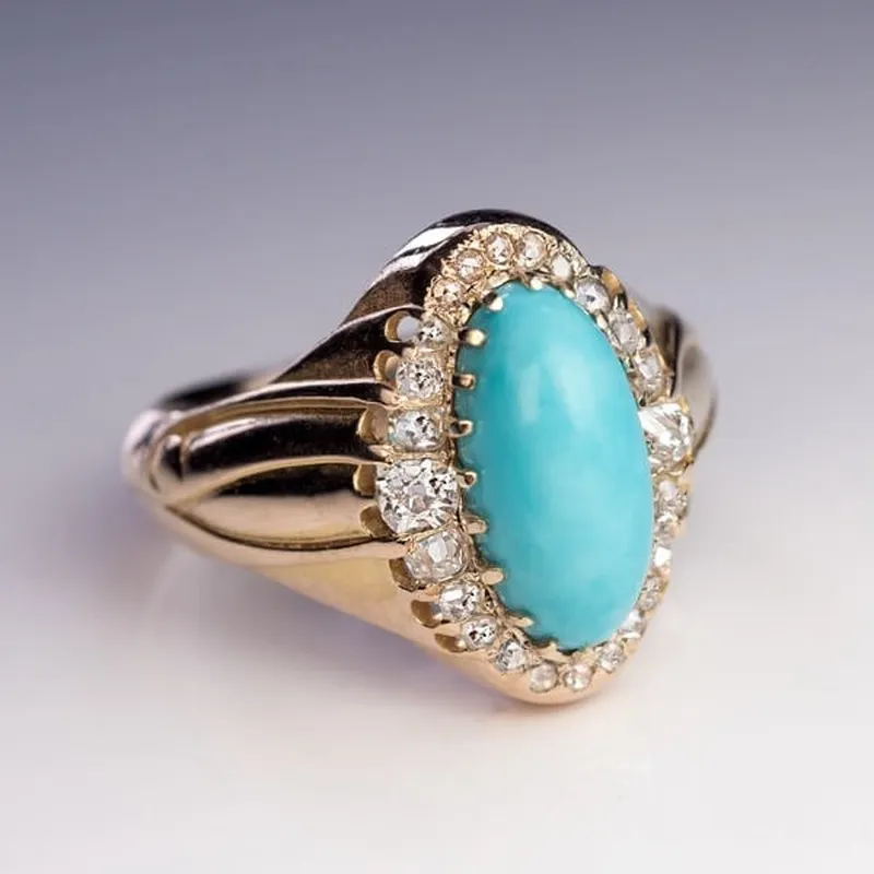 Blue Opal-Look Vintage-Style Ring