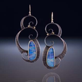 Vintage-Style Blue Stone Swirl Wire Earrings