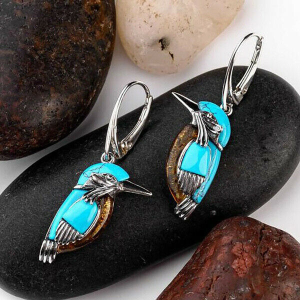 Vintage-Style Blue Bird Earrings