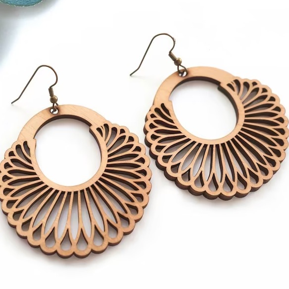 Vintage-Style Wood Mandala Earrings