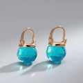 Turquoise Glass Bead Huggie Earrings