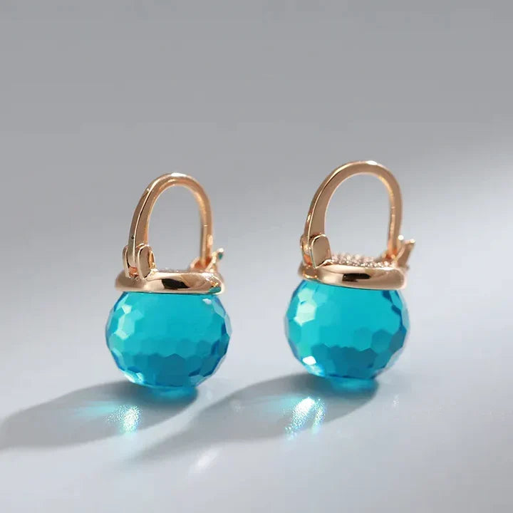 Turquoise Glass Bead Huggie Earrings
