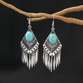 Vintage-Style Turquoise Tassel Earrings