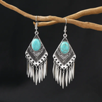Vintage-Style Turquoise Tassel Earrings