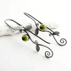 Vintage-Style Yellow Zirconia Leaf Earrings