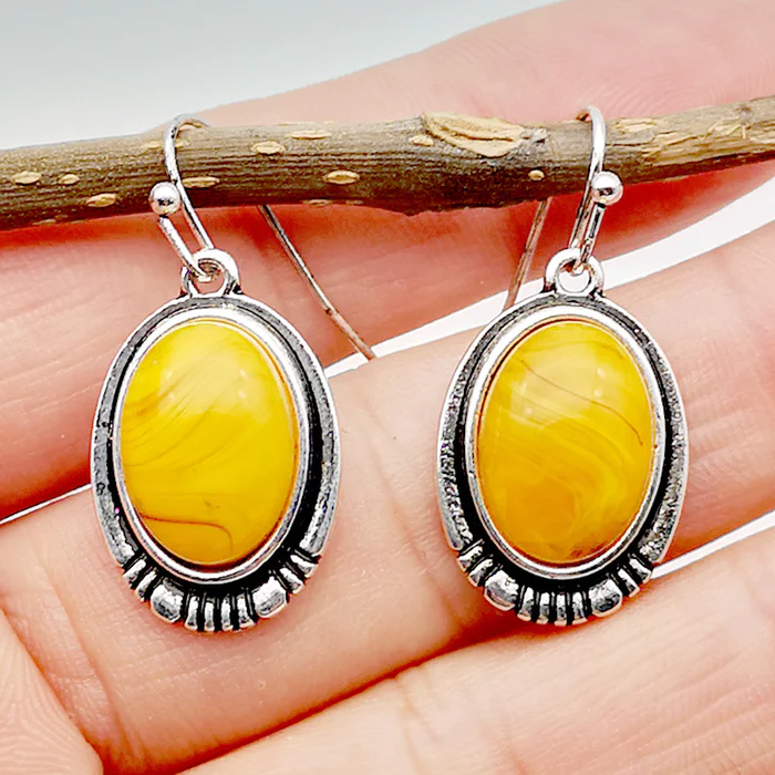 Vintage-Style Yellow Stone Earrings