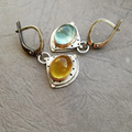 Vintage-Style Blue and Yellow Crystal Earrings