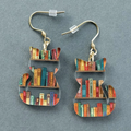 Vintage-Style Colourful Bookshelf Cat Hook Earrings
