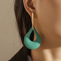 Vintage-Style Turquoise Enamel Teardrop Cut-Out Earrings