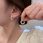 Round Pearl Earrings with Inlays