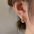 Round Pearl Earrings with Inlays