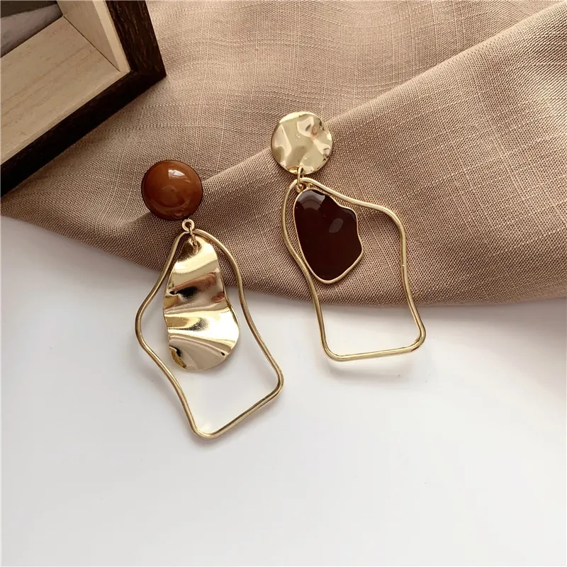 Vintage-Style Gold-Tone and Brown Earrings
