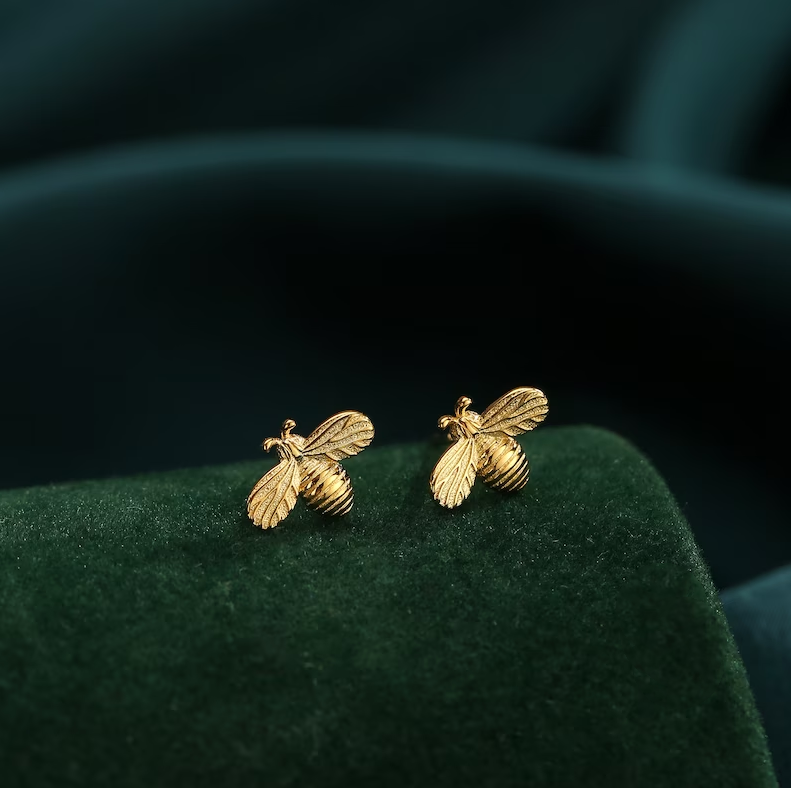 Vintage-Style Gold-Tone Bee Earrings