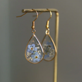 Vintage-Style Blue Flower Crystal Drop Earrings