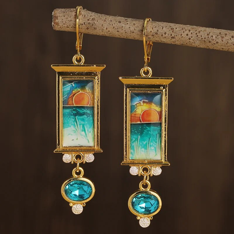 Vintage-Style Colourful Painted Earrings
