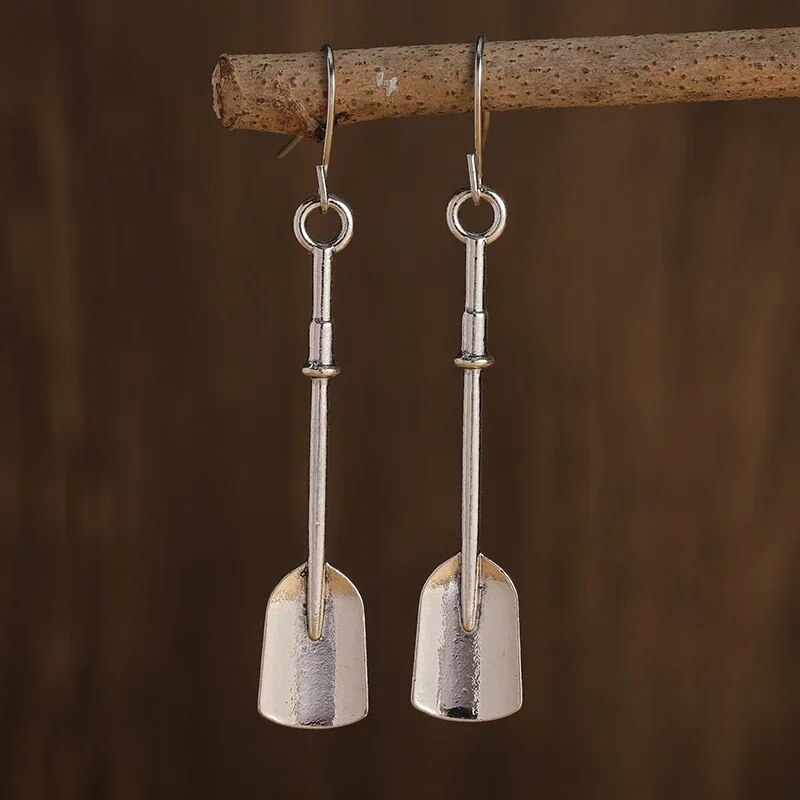 Vintage-Style Silver-Tone Shovel Earrings