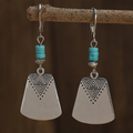Vintage-Style Turquoise Stone Shovel Earrings