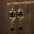 Vintage-Style Black Crystal Dangle Earrings