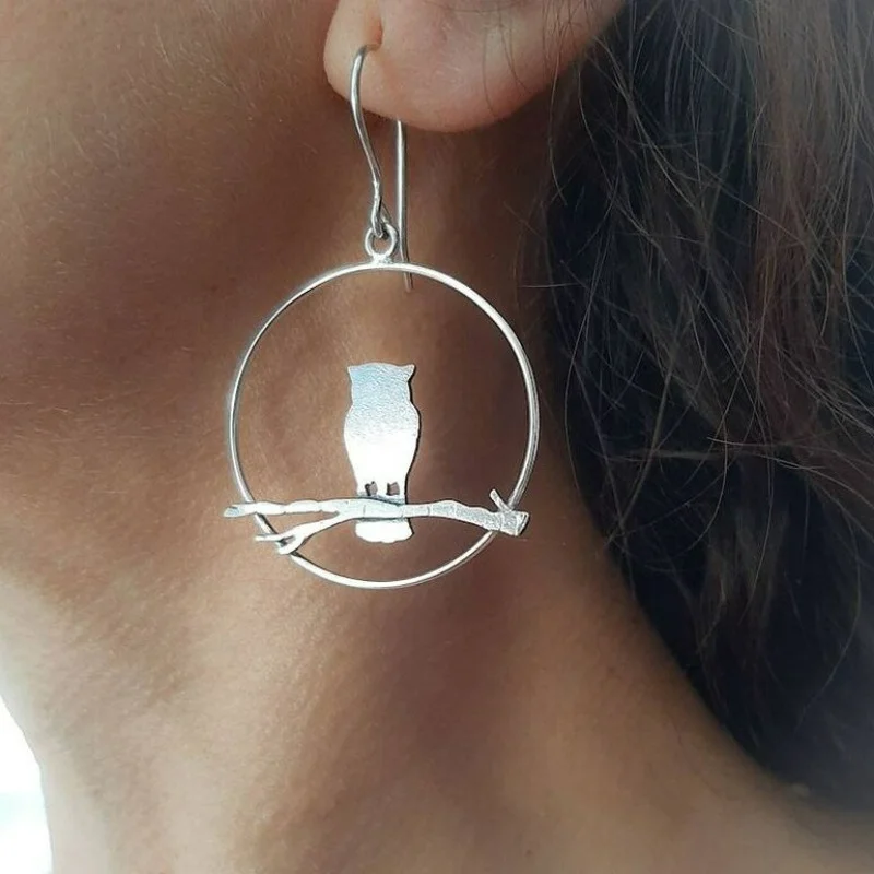 Boucles d'oreilles hibou ajouré style vintage
