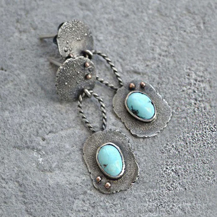 Vintage-Style Sky Stone Earrings
