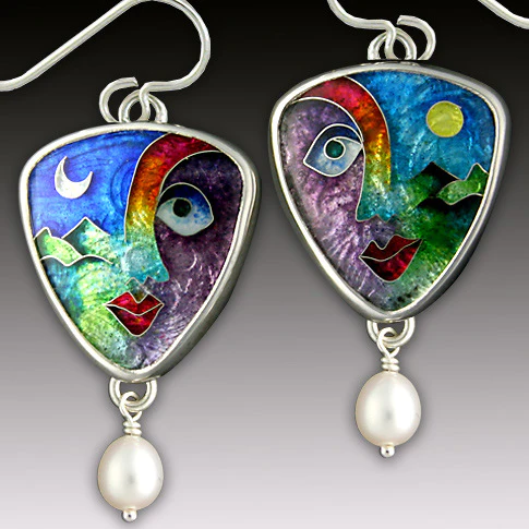 Vintage-Style Colourful Face Earrings