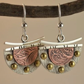 Vintage-Style Bronze-Tone Earrings with Gold-Tone Beads