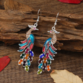 Vintage-Style Colourful Peacock Earrings