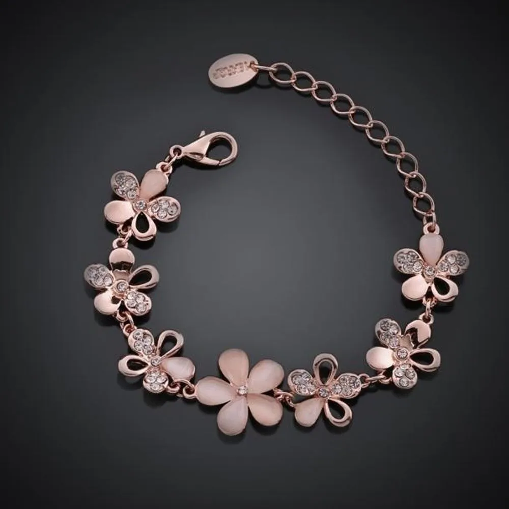 Pulseira com Flor de Rosa Estilo Vintage