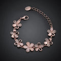 Antique-Style Rose Flower Bracelet in Rose Gold Tone