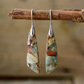 Antique-Style Stone Earrings in Gold Tone
