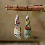 Antique-Style Stone Earrings in Gold Tone