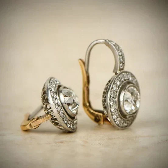 Brincos em Metais Mistos com Zircónias Estilo Vintage