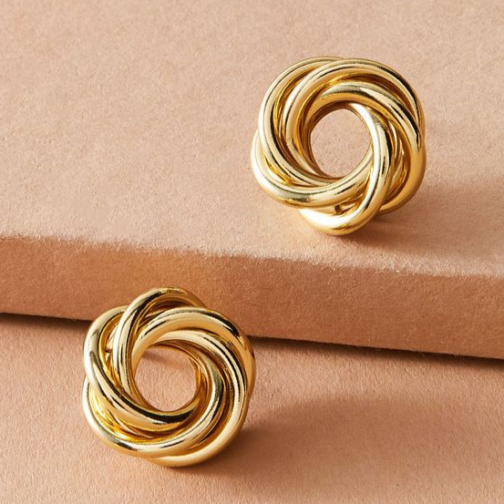 Vintage-Style Gold-Tone Knot Swirl Stud Earrings