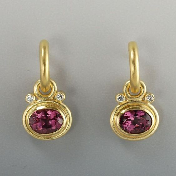 Vintage-Style Garnet Zirconia Gold-Tone Earrings