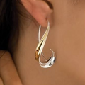 Gold-Tone Sculptural Hook Earrings