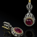 Cercei vintage cu cristal granat