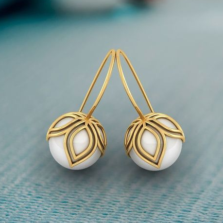 Pearl Flower Gold-Tone Earrings