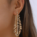 Vintage-Style Gold-Tone Leaf Dangle Earrings