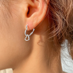 Vintage-Style Silver-Tone Heart Earrings