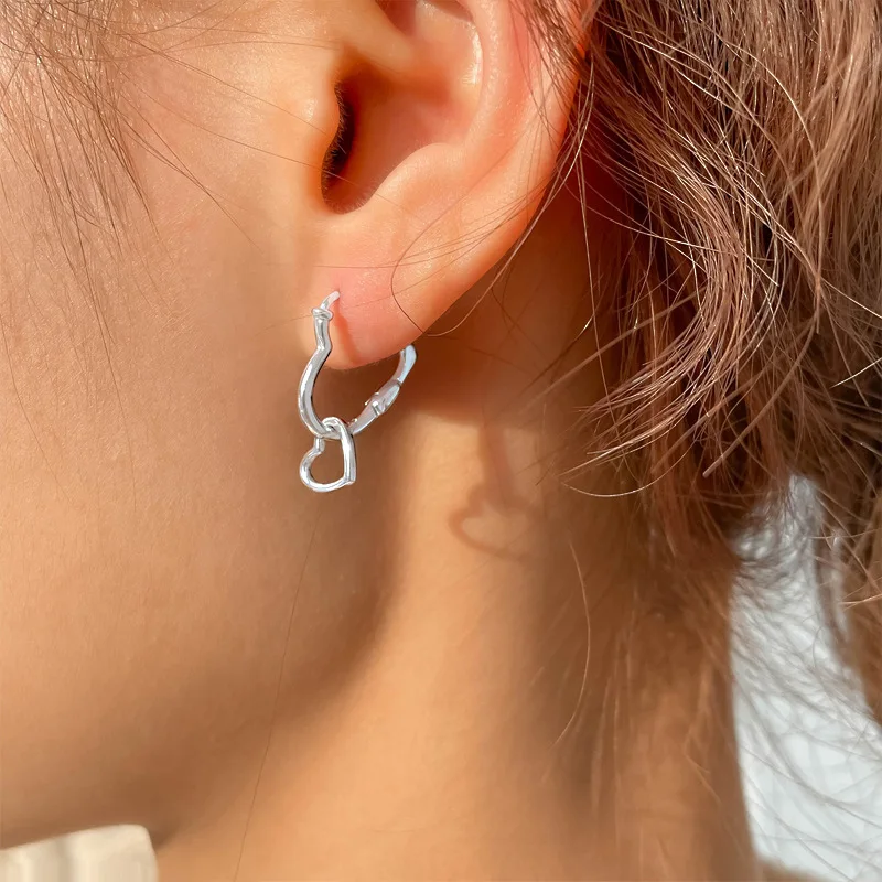 Vintage-Style Silver-Tone Heart Earrings