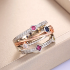 Rose Gold-Tone Layered Ring with Multicolour Zirconia
