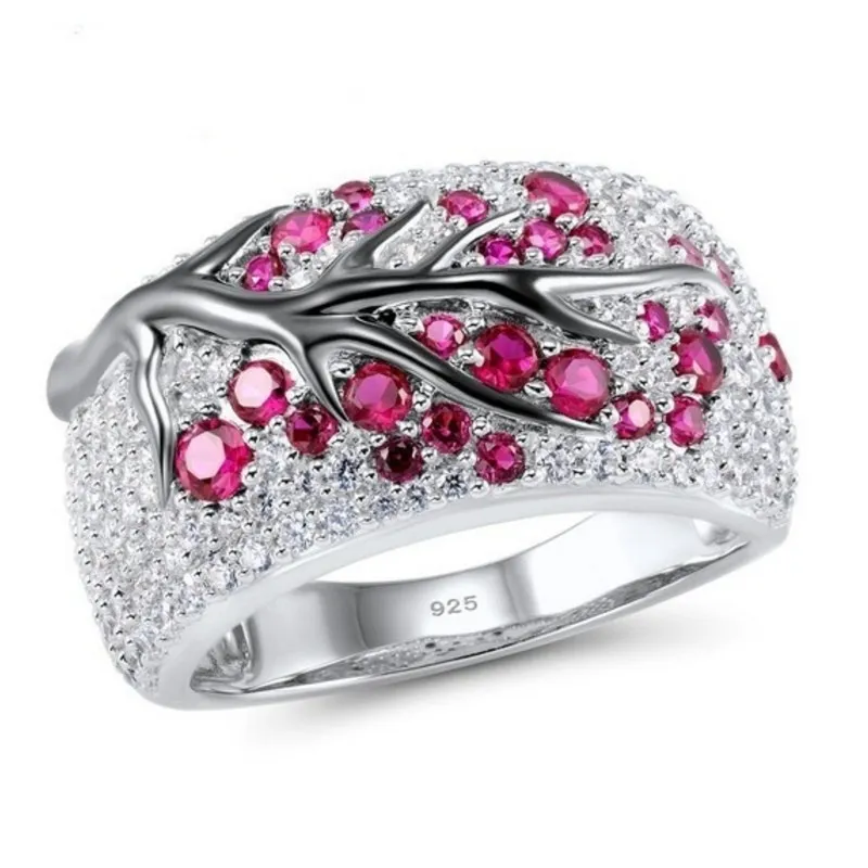 Vintage zilverkleurige ring ingelegd met paarse zirkonia